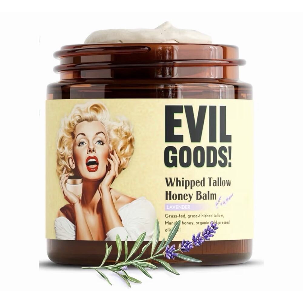 Evil Goods Whipped Tallow Honey Balm Moisturizer for Face Body 4.23oz (120g)